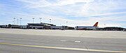 Plane parked at former terminal