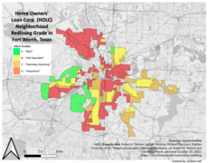 Home Owners' Loan Corp. (HOLC) Neighborhood Redlining Grade in Fort Worth, Texas.png