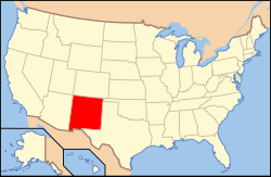 Harta Statelor Unite cu statul New Mexico indicat