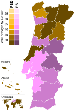 Strongest party by district.