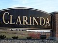 Clarinda welcome sign