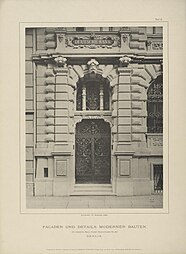 Renaissance Revival Doric pilasters with bossages on them, of the Deutsche Bank (Mauerstraße no. 29, Berlin, by W. Martens, 1882