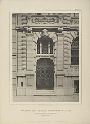 Renaissance Revival Doric pilasters with bossages on them, of the Deutsche Bank (Mauerstraße no. 29), Berlin, by W. Martens, 1882