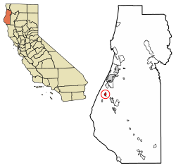 Location of Loleta in Humboldt County, California.