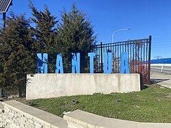 Town sign at N 34th St. and Mantua Ave.