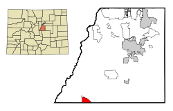 Location of the Westcreek CDP in Douglas County, Colorado.