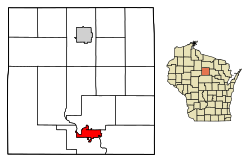 Location of Merrill in Lincoln County, Wisconsin
