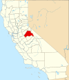 State map highlighting Tuolumne County