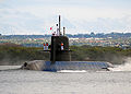 JS Mochisio leaving Pearl Harbor on 6 July 2010.