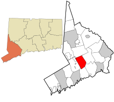 Weston's location within Fairfield County and Connecticut