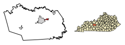 Location of Clarkson in Grayson County, Kentucky.