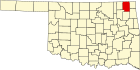 Harta statului Oklahoma indicând comitatul Craig