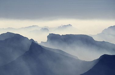 The mountains on August 19, 1988, smoky due to the Yellowstone fires of 1988