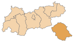 Poloha okresu Lienz v spolkovej krajine Tirolsko (klikacia mapa)