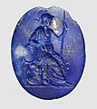 Greek or Roman ring stone; lapis lazuli; 2.1 x 1.6 x 0.3 cm; Metropolitan Museum of Art