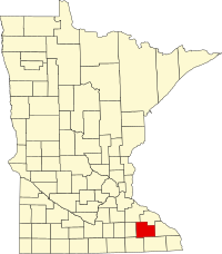Map of Minesota highlighting Olmsted County