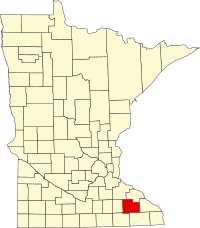 Map of Minnesota highlighting Olmsted County