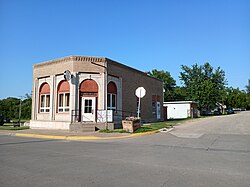 Street corner in downtown McLouth, July 2024