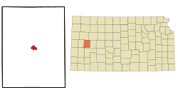 Location within Scott County and Kansas