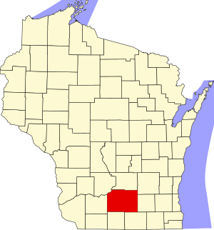 Map of Wisconsin highlighting Dane County