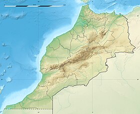 Agadîr li ser nexşeya Maroko nîşan dide