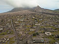 Uma área residencial após a erupção.