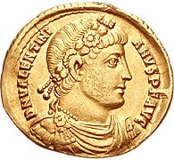 L'empereur Valentinien Ier sur une pièce antique