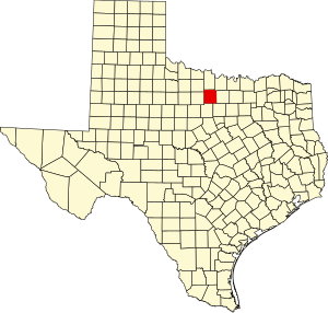 Map of Texas highlighting Jack County