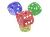 Four transparent dice