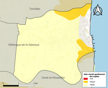 Carte des zones d'aléa retrait-gonflement des argiles.