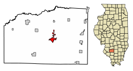 Location of Nashville in Washington County, Illinois