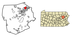 Location of Exeter in Luzerne County, Pennsylvania.