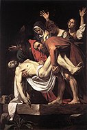 لوحة للرسام Caravaggio The Entombment of Christ, 300 x 203 cm