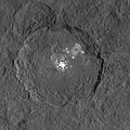 Occator on dwarf planet Ceres, showing the illusion...