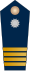 Blue epaulette with a silver button and 4 small golden stripes