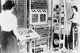 A Colossus Mark 2 computer being operated by Dorothy Du Boisson (left) and Elsie Booker (right), 1943