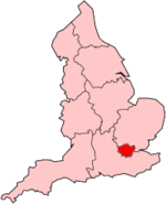 London region shown within England