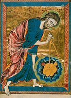 God the Geometer, illuminated manuscript, circa 1220-1230