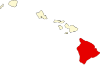 Locatie van Hawaii County in Hawaï