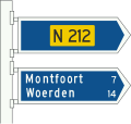 K6: Non-motorway information panels showing intermediary destinations and non-motorway road numbers