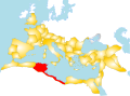 خريطة مقاطعة أفريكا ضمن الإمبراطورية الرومانية.