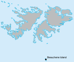 Beauchene Island located within the Falkland archipelago[1]