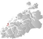 Mapa do condado de Møre og Romsdal com Giske em destaque.