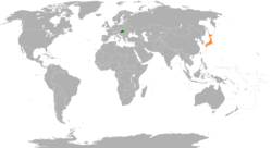 Map indicating locations of Hungary and Japan