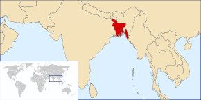 Kart over Folkerepublikken Bangladesh