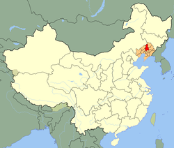 红色区域为沈阳市在中国辽宁省的地理位置