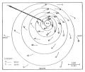 Image 13The dangerous semicircle is the upper-right corner, with the arrow marking the direction of motion of a Northern Hemisphere storm. Note that typhoons, etc. are asymmetrical, and semicircle is a convenient misnomer. (from Effects of tropical cyclones)