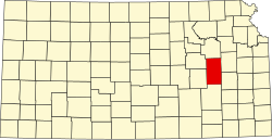 Karte von Lyon County innerhalb von Kansas