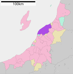 Staden Niigatas läge i prefekturen Niigata.