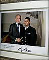 President George W. Bush congratulates Chaplain Imam Abuhena Saifulislam, the first US Navy Muslim chaplain assigned to the Marine Corps.